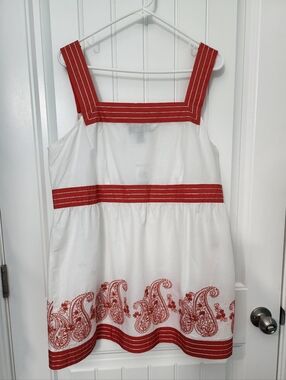 NEW! Style & Co. White & Orange Top w/ Paisley Border, Size 16